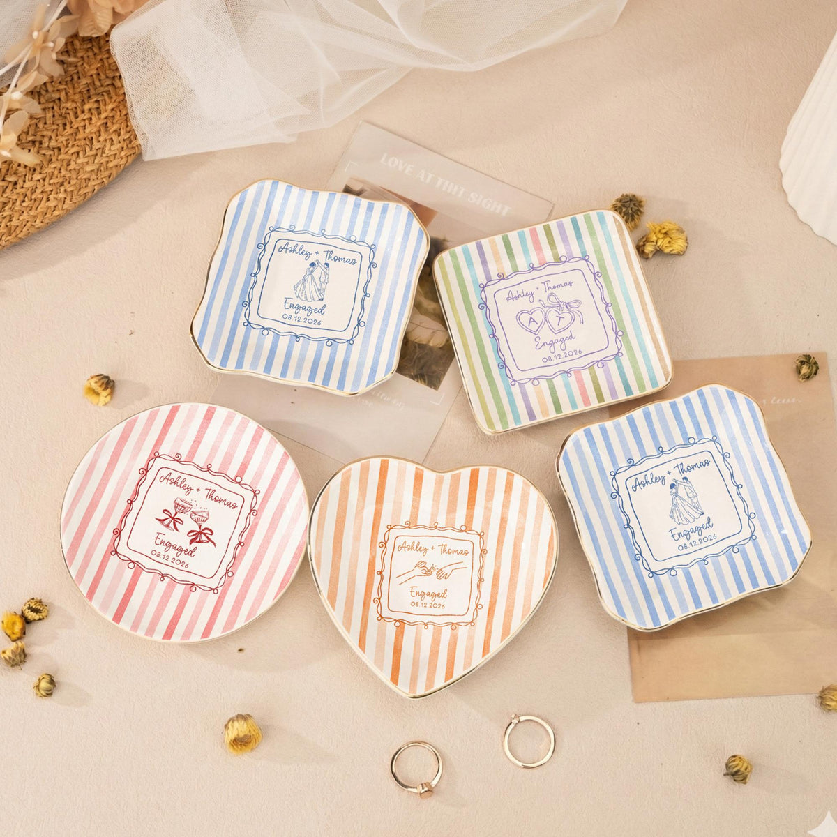 Personalized Engagement Ring Dish, Ceramic Jewelry Tray with Couple Names, Heart Trinket Tray for Wedding Gift 12822fbd-2859-46fb-94bc-58cf3b7ff5fd-8.jpg