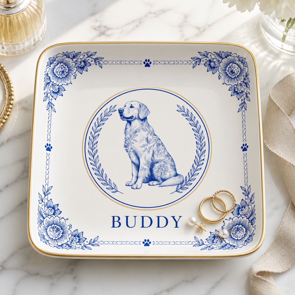 Delft Blue Pet Cameo Trinket Tray – Custom Name - Personalized Jewelry Plate 1286cf7d-38c5-4028-9172-980e0bd769a4.png