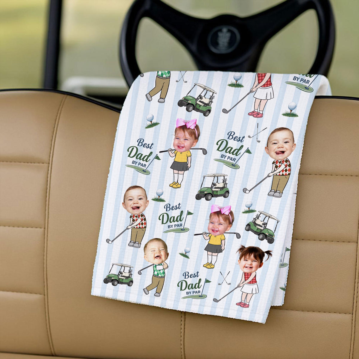 Personalized Baby Photo Golf Towel for Dad, Kids Photo Golf Towel, Best Dad By Par Towel, Fathers Day Gift For Husband, Golf Dad Gift