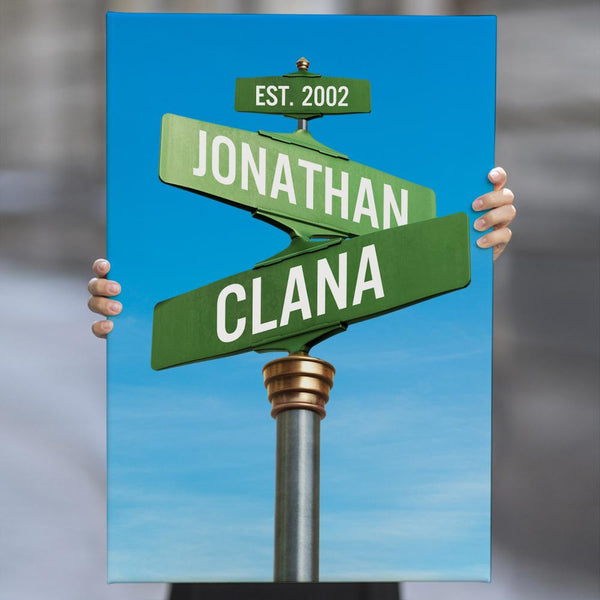 Couple Street Sign - Personalized Canvas - Gift For Couple