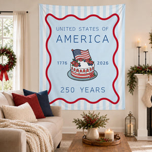 America 250th Anniversary Tapestry, USA Wall Hanging,Patriotic 4th Of July Backdrop, Coastal Americana Porch Banner, Summer Party Gift Decor
