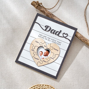 Custom Father's Day Puzzle Sign, Gift from Kids, The Piece That Holds Us Together, Picture Frame Sign, Unique Gifts for Dad, Gift for Granpa