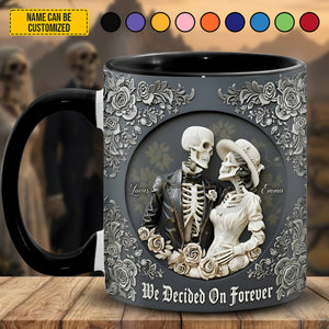 Skull Couple - Personalized Couple Accent Mug, Gift For Couple