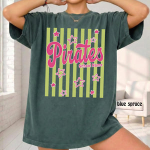 Comfort Colors Custom Mascot Team Shirts, Striped School Spirit Shirt, Game Day Mom Shirt, Back To School