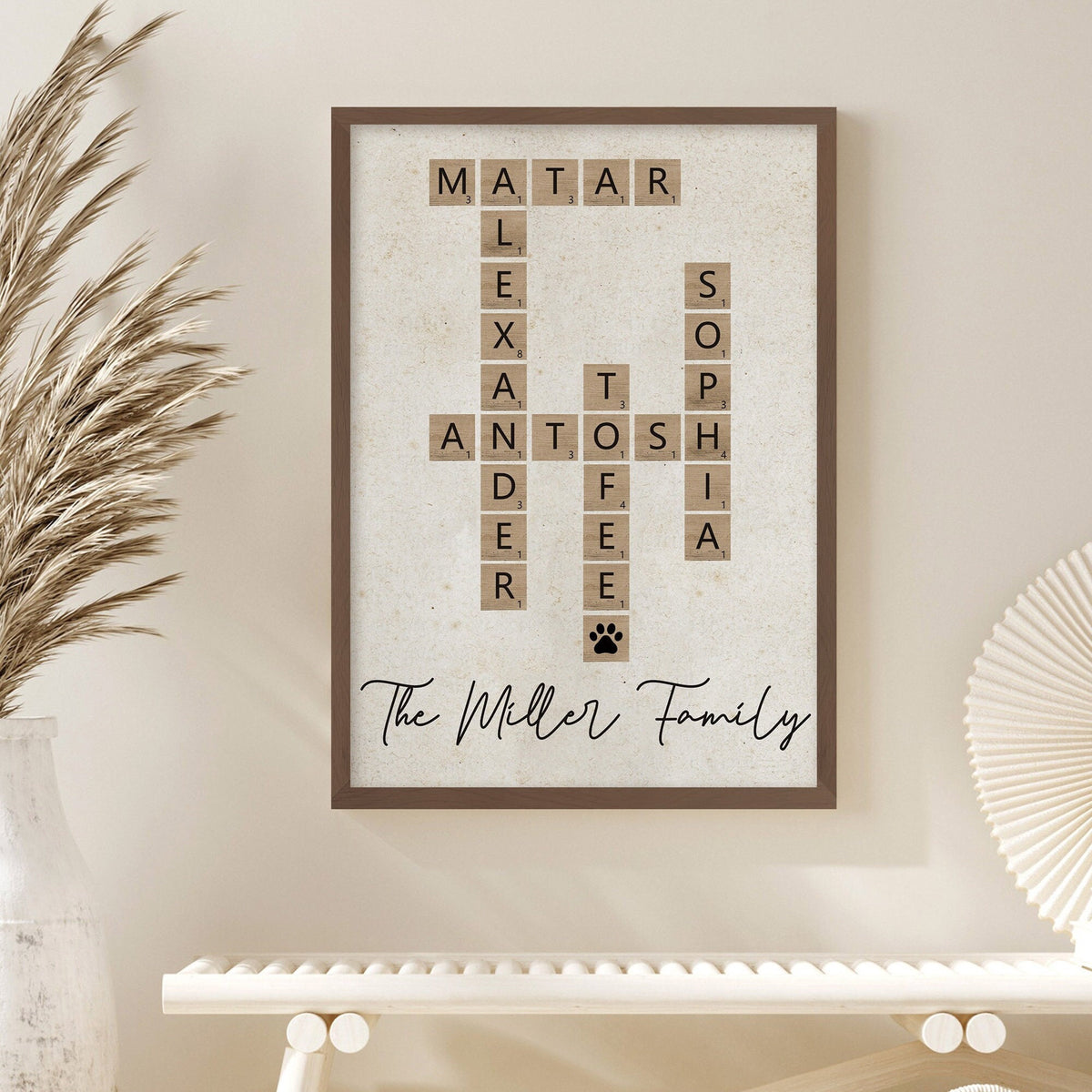 Personalized Family Name Sign, Custom Family Letter Tile Print, Name Puzzle, Last Name Sign, Gift for Best Friend, Family