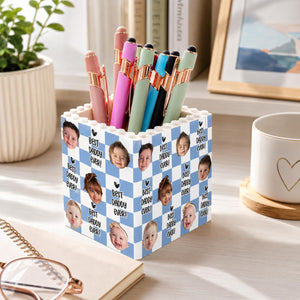 Personalized Baby Face Photo Building Block Pen Holder, Best Dad Ever Puzzle Block, New Dad Gift, Fathers Day Gift For Dad, Papa