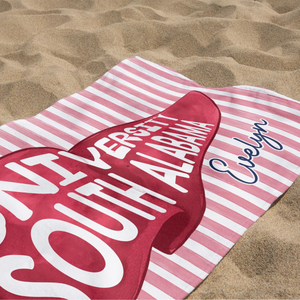 Personalized College Pennant Beach Towel, School Banner School Spirit Beach Towel, High School Graduation Gift, University Graduation Gift