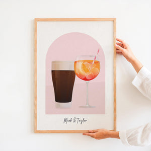 Personalised Name Wine, Beer & Cocktail Wall Art, Bar Cart Decor, Cocktail Bar At Home Decor