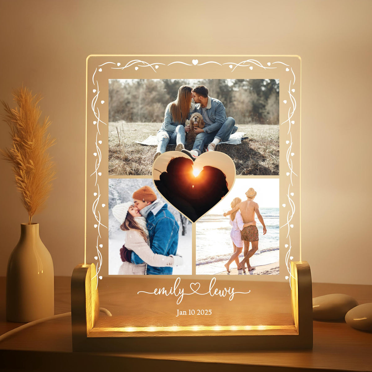 Personalized Silhouette Photo Night Light - Custom Anniversary Gift for Couple - Acrylic Photo Plaque - Unique Gift for Him or Her
