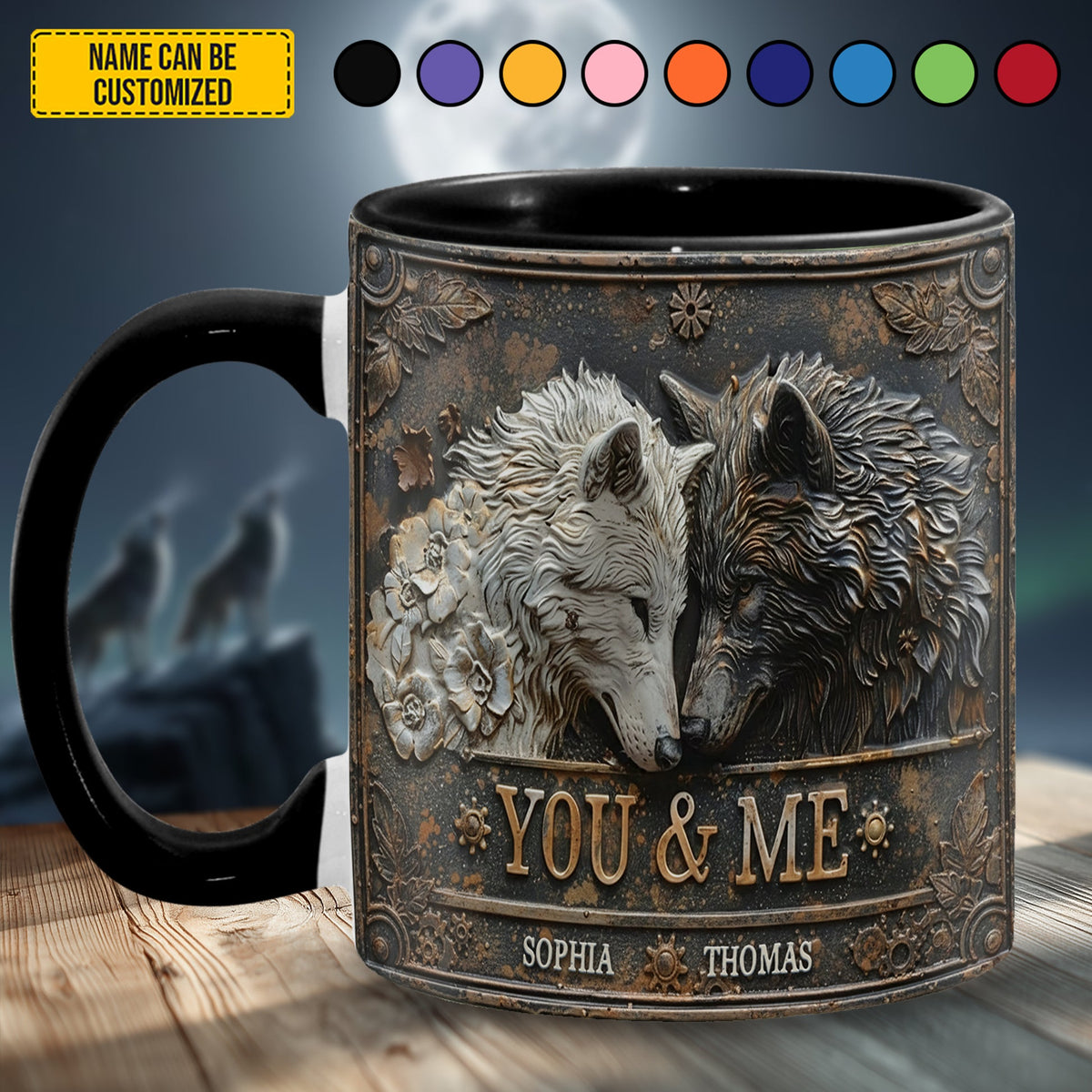 You and me wolf - Personalized Accent Mug Valentine's Day Gift Couple Gift Anniversay Gift For Him Gift For Her