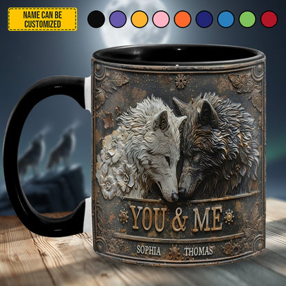 You and me wolf - Personalized Accent Mug Valentine's Day Gift Couple Gift Anniversay Gift For Him Gift For Her