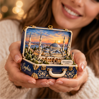 Personalized Istanbul Turkey 3D Suitcase Christmas Ornament, Custom Name Blue Mosque Travel Keepsake, Istanbul Vacation Souvenir Gift 12d6f74e-3cee-47fb-8a51-b866d212b826-istanbul_02_happy_recipient_1200.png