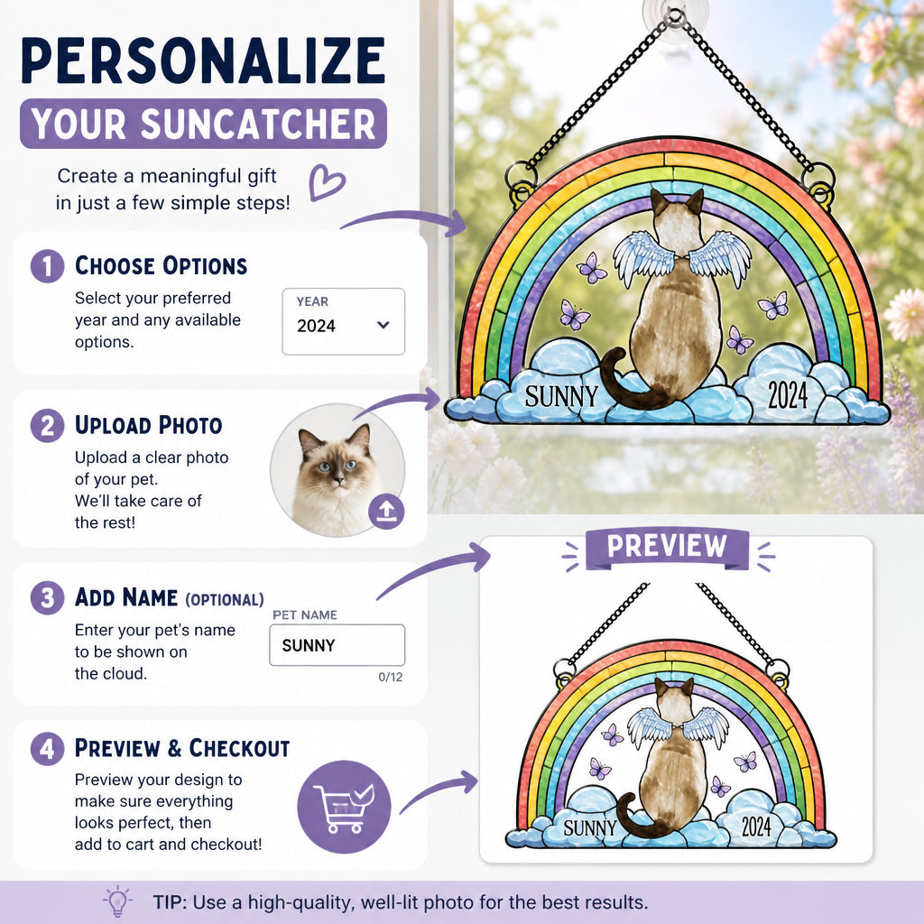 Rainbow Bridge Pet Memorial Stained-Glass Suncatcher – Photo to Watercolor with Name & Year - Personalized Suncatcher Stained Glass 12dc6fc2-a818-416e-9005-d2ca7188e8d9.jpg