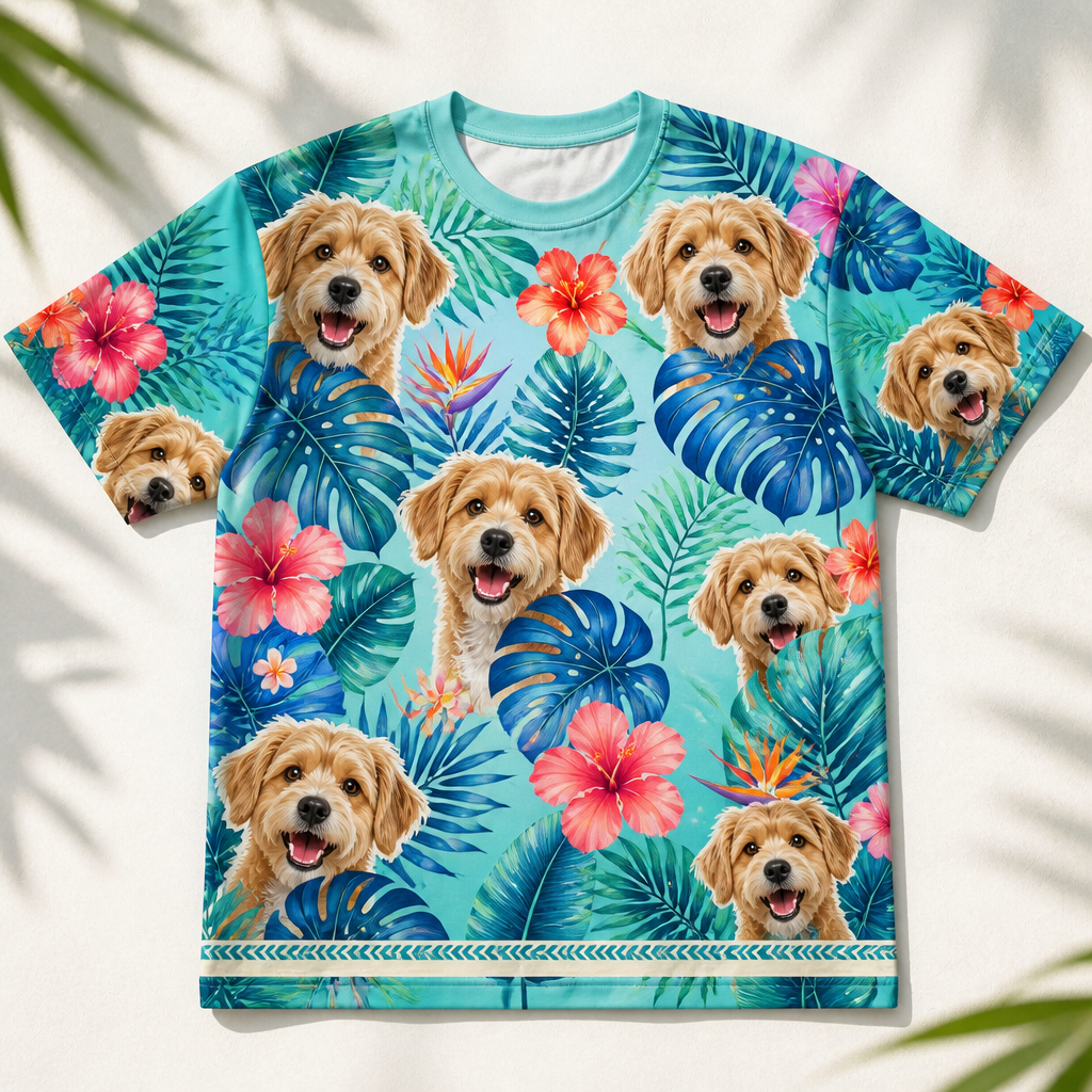 Custom Pet Photo Tropical AOP Tee - Personalized T-Shirt - All over printed 12dffa29-e3aa-4613-841f-9f32ccff6365.png