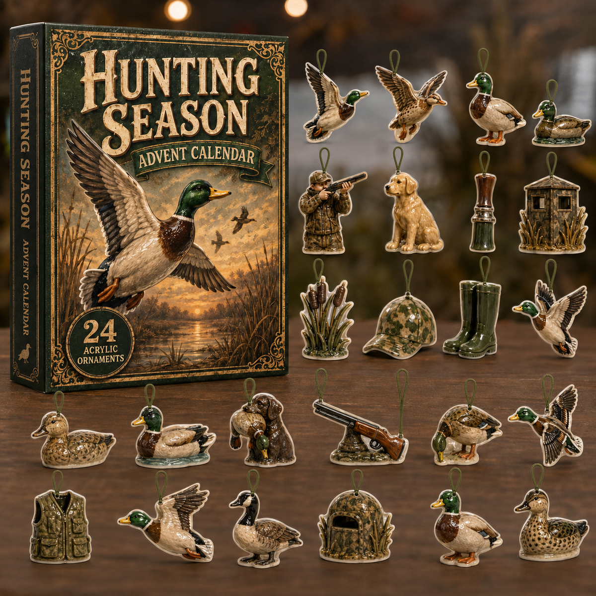 Duck Hunting Season Advent Calendar 2026 - 24-Day Festive Countdown, Acrylic Charms Blind Box - Gift For Hunting Lovers 12ebb94f-6047-4135-8849-48d649a05ec2-hunting-season-box-charms.png