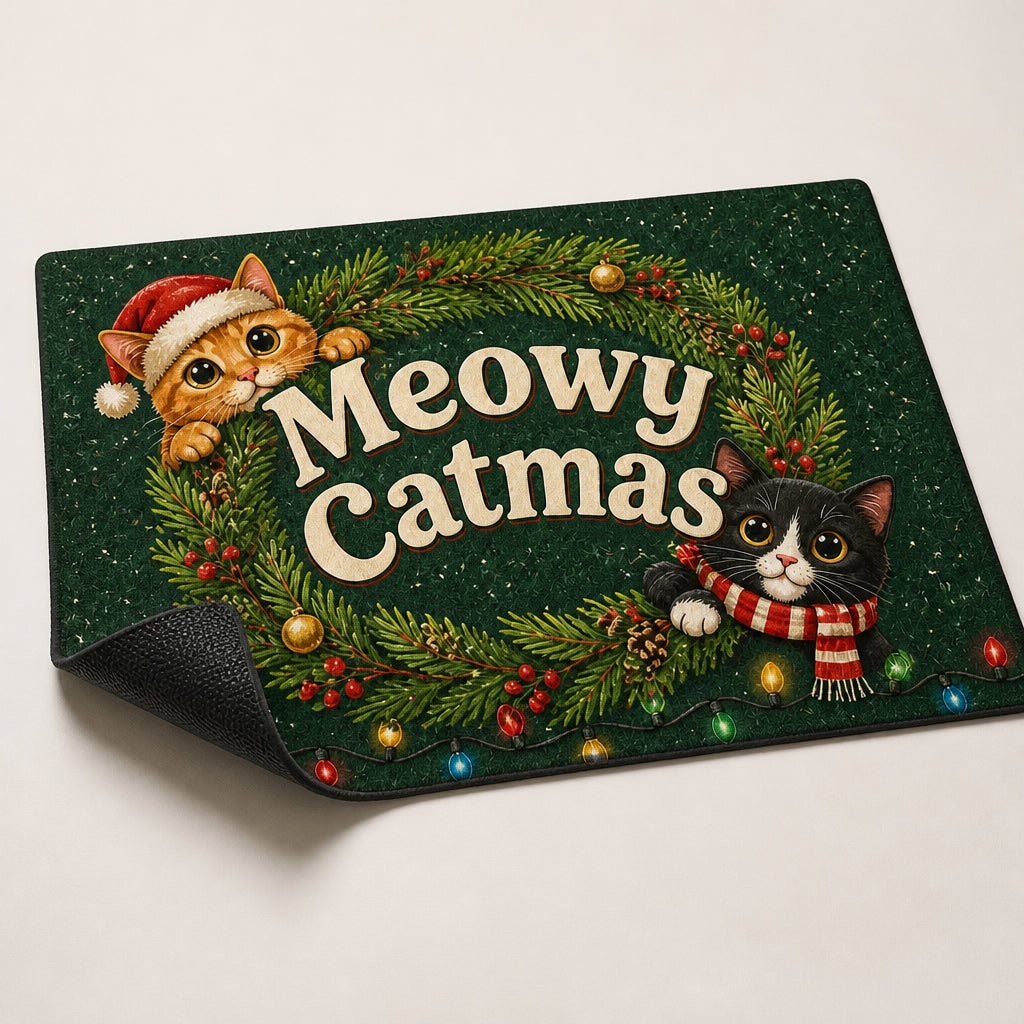 Meowy Catmas Holiday Cats Doormat – Wreath Edition - Doormat 130d2ef4-1cab-4656-a5a5-8a957e7b1b05.jpg