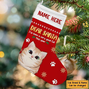 Cat Christmas Dear Santa Stocking Personalized Cat Breed Christmas Stocking, Cat Christmas Stocking, Custom Kitten Stocking, New Cat Christmas Gift, Holiday Pet Stocking