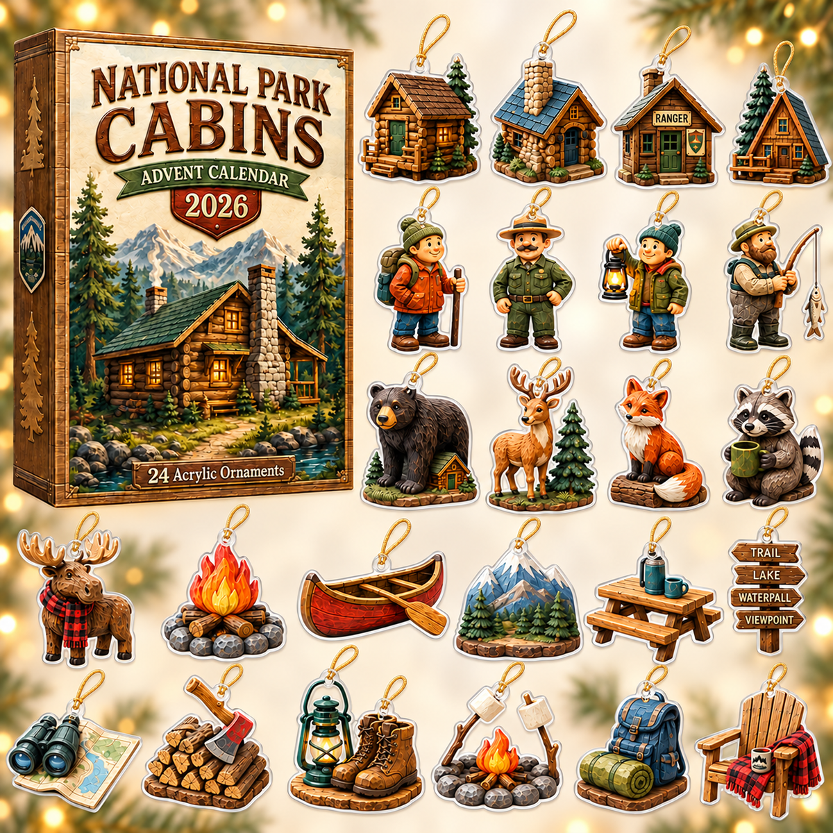 National Park Cabins Advent Calendar 2026 - 24-Day Festive Countdown, Acrylic Charms Blind Box - Gift For Family & Friends 13284489-3691-41f3-afd4-e40e7b7d5b58-cabin-box-charms.png