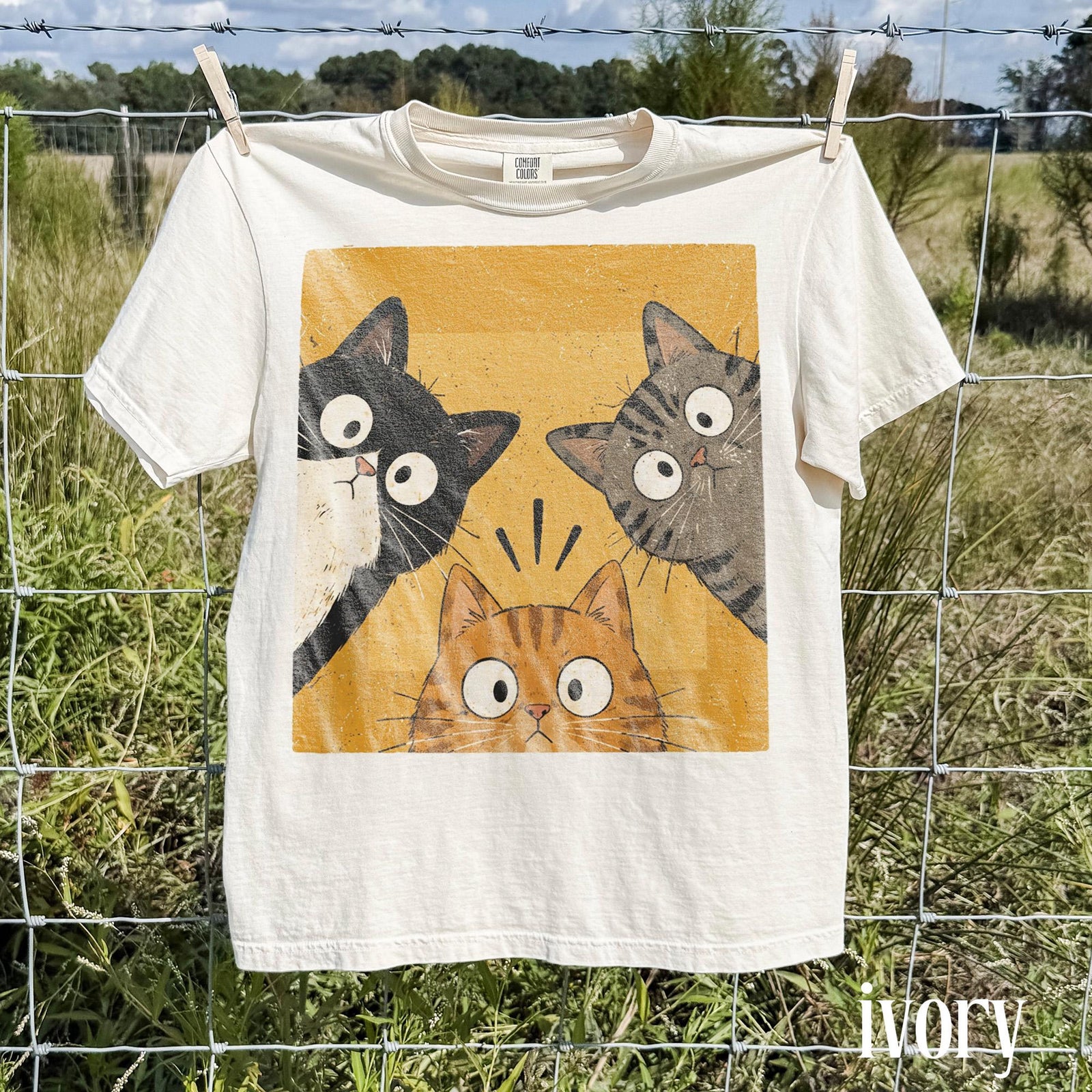 Vintage Funny Curious Cats Graphic Tee, Cute Cat Lover Shirt, Whimsical Retro Aesthetic Top, Comfort Colors® Feline Gift Tee 1342430a-9c7a-4691-aaad-e841158d8b62-5.jpg