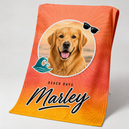 Sunset Palms Pet Photo Beach Towel - Personalized Beach Towel 134c4238-3ffb-44fb-978a-80be8de30d2e.jpg