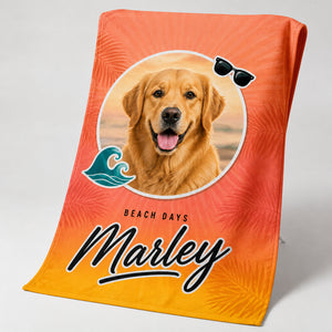 Sunset Palms Pet Photo Beach Towel - Personalized Beach Towel 134c4238-3ffb-44fb-978a-80be8de30d2e.jpg