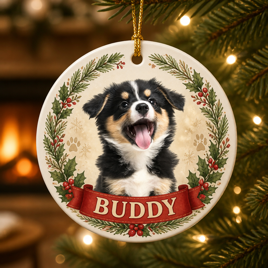 Custom Pet Photo Ornament – Winter Wreath Name Banner - Personalized Ornament 1377f565-329b-47e8-9a2a-f186c56a112c.png