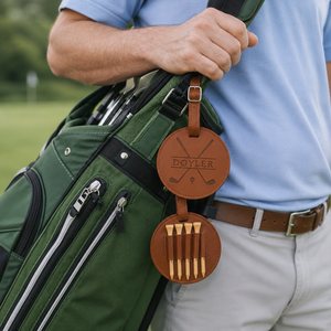 Engraved Leather Golf Bag Tag Gift with Golf Tees, Personalized Golf Tee Holder, Custom Golf Accessories, Groomsmen Gifts, Golf Gift For Men 137f67f4-72ef-4052-97a4-5b6e7c81ada8-cbb2abb7-66f5-4581-91c2-da20a477c192.png