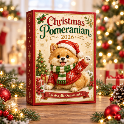 Christmas Pomeranian Advent Calendar 2026 - 24-Day Festive Countdown, Acrylic Charms Blind Box - Gift For Pomeranian Lovers 138332ed-206e-4f07-a95f-3d8a9edd4116-christmas-pomeranian-box.png