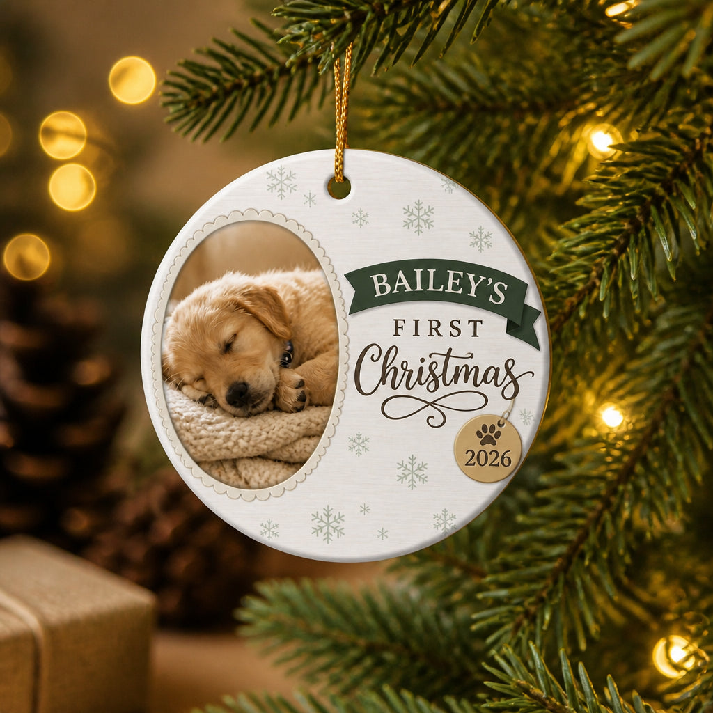 Pet's First Christmas Photo Ornament – Name & Year - Personalized Aluminum Ornament 138b87bb-6c90-4c3d-a99a-a1da0914c1a1.jpg