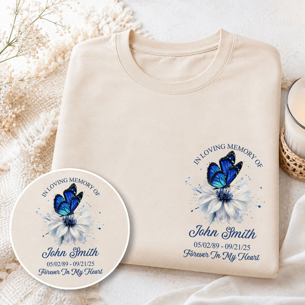 Memorial Butterfly Forever In My Heart - Personalized Shirt