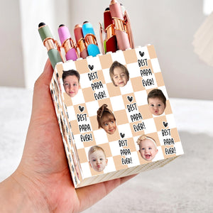 Personalized Baby Face Photo Building Block Pen Holder, Best Dad Ever Puzzle Block, New Dad Gift, Fathers Day Gift For Dad, Papa