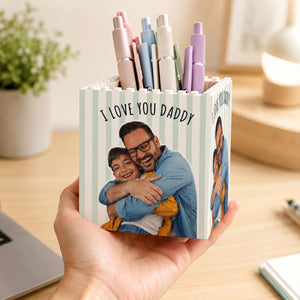 Personalized Photo Building Block Pen Holder, Best Dad Puzzle Block, New Dad Gift, Gift For Papa, Father's Day Gift For Dad, Husband
