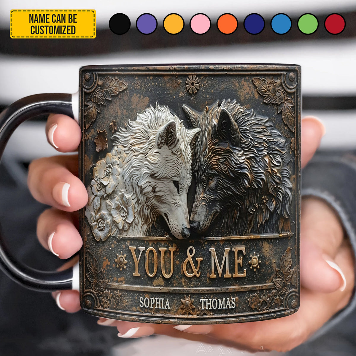 You and me wolf - Personalized Accent Mug Valentine's Day Gift Couple Gift Anniversay Gift For Him Gift For Her