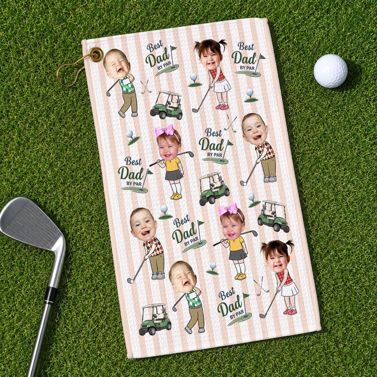 Personalized Baby Photo Golf Towel for Dad, Kids Photo Golf Towel, Best Dad By Par Towel, Fathers Day Gift For Husband, Golf Dad Gift