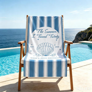 Custom The Summer I Turned Birthday Beach Towel, Birthday Party Beach Towels, Summer 20th 30th 40th Birthday Gift, Bachelorette Towels