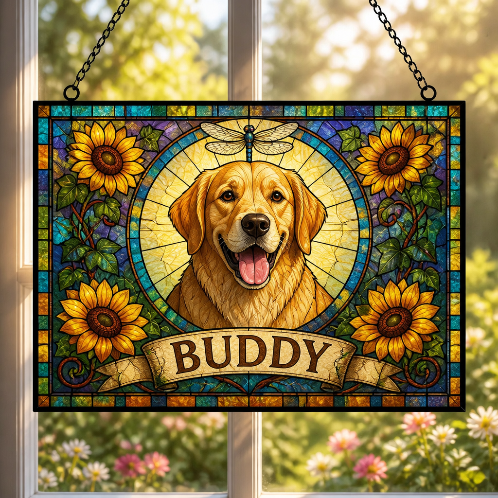 Custom Stained-Glass Pet Portrait Suncatcher – Photo + Name - Personalized Rectangle Stained Glass Suncatcher (PW) 13a906c4-d750-4be7-9d13-884f4acc090f.png