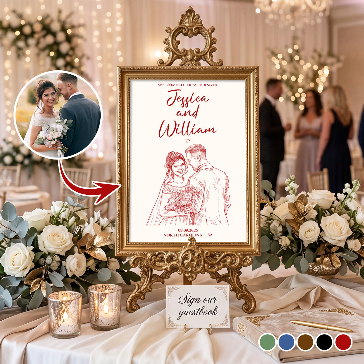 Welcome to Our Wedding Sign Sketch Line Art - Custom Name and Date Wedding Welcome Sign 13b1ae21-6ec8-4cf6-80d5-5ab644319aae-Banner-1.jpg