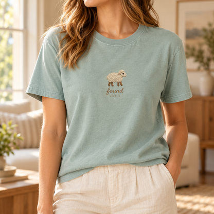 Lost Sheep Shirt Women, Minimalist Found Lamb Luke 15 Christian Tee, Faux Embroidered Keepsake, Dainty Baptism Gift For Hers 13c045e8-b10e-49c4-b55a-7665eb674a0e--o-thun-xanh-sage-b-n-c-a-s-.png