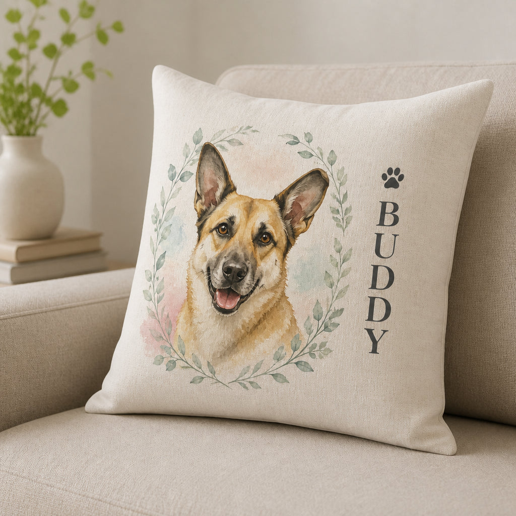 Custom Watercolor Pet Portrait Pillow – Upload Photo + Name - Personalized Pillow 13c07e83-b396-437f-9f5b-3bcbfc2e6f2c.jpg