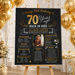70th Birthday Poster. 70th Birthday Chalkboard. Back in 1956 Birthday, 70th Birthday Banner. 70th Birthday Gift