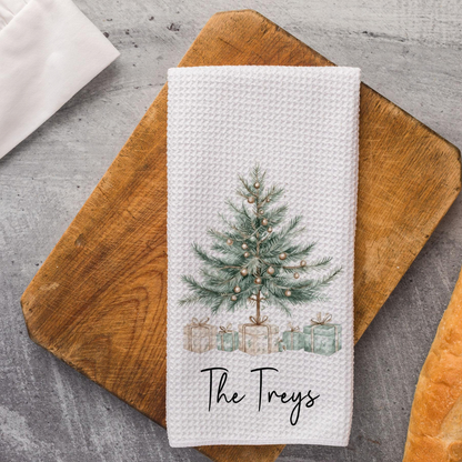 Personalized Christmas Tree Towel, Merry Christmas Waffle Weave Dish Towel, Holiday Tea Towel Kitchen Decoration, Gift for Newlyweds 13c70370-85dd-4e42-b708-d6e3812a6ef8-4.png