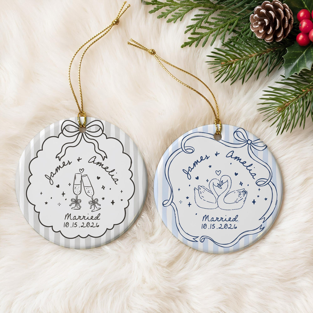 Personalized Wedding Keepsake Ornament – Custom Couple Names and Date Ceramic Engagement or Newlywed Gift 13d295d2-e13e-4853-beb6-8f8341aad3ff-3.jpg