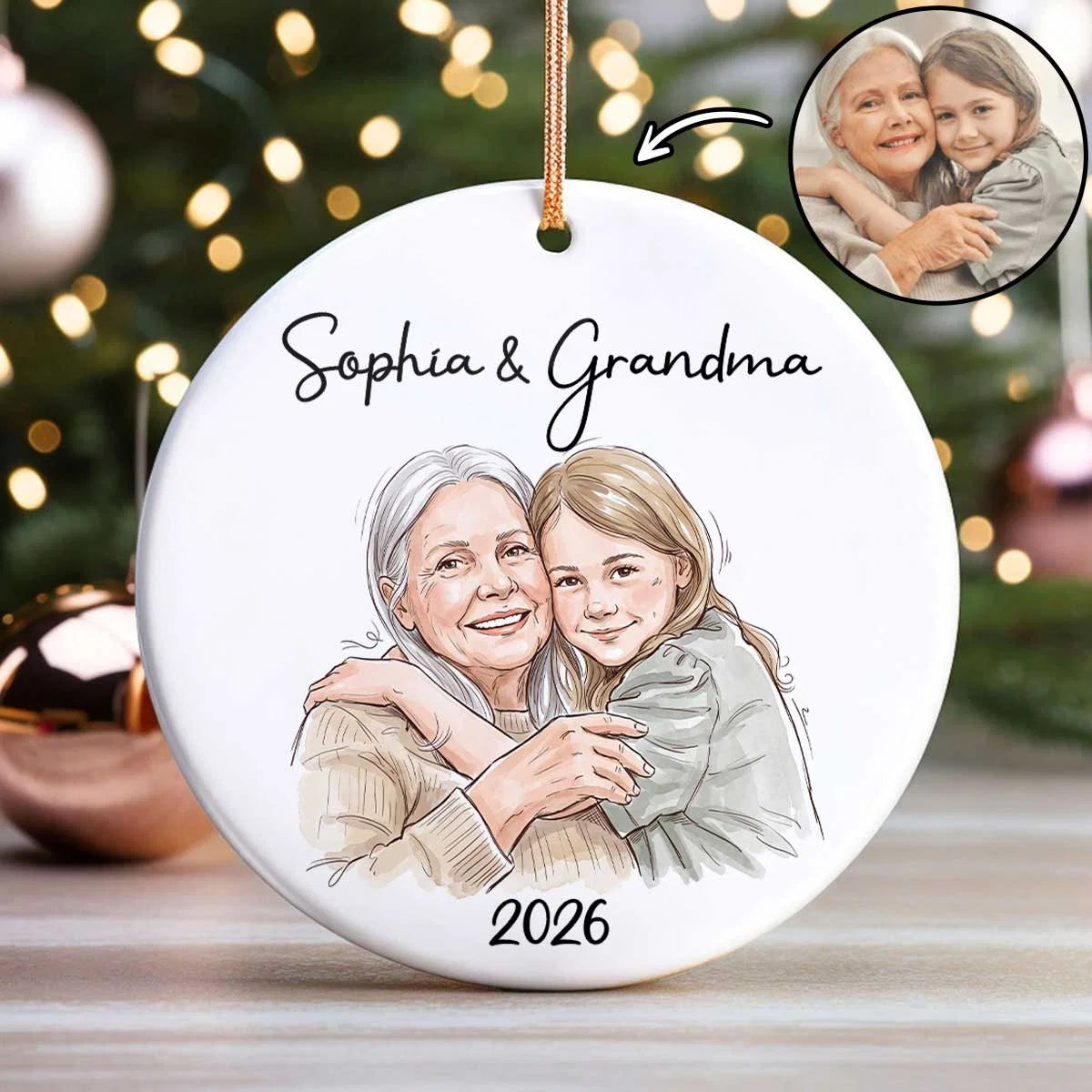 Personalized Grandmother & Grandkids Portrait Ornament - Custom Photo Christmas Keepsake Gift for Nana Grandma - 2026 Holiday Decoration 13d639e3-b7e6-4e3a-9c4d-028839f1be66-zlumi1yKL9__.webp