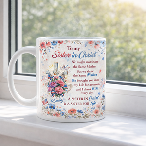 Patriotic Sister In Christ - Personalized Mug - Christian Gift For Soul Sister, 4th of July Gift
