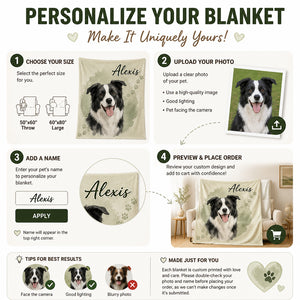Custom Watercolor Pet Portrait Blanket with Name - Personalized Blanket 14046067-8829-498a-8c0d-4511b77346cb.jpg