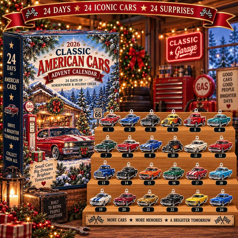 Classic American Cars Advent Calendar 2026, 24 Days Iconic Muscle Car Acrylic Charms Countdown, Car Guy Holiday Gift Box Ornament 140a9178-7129-411f-93f0-4e7d490a7d09-t-i-xu-ng-2-.png