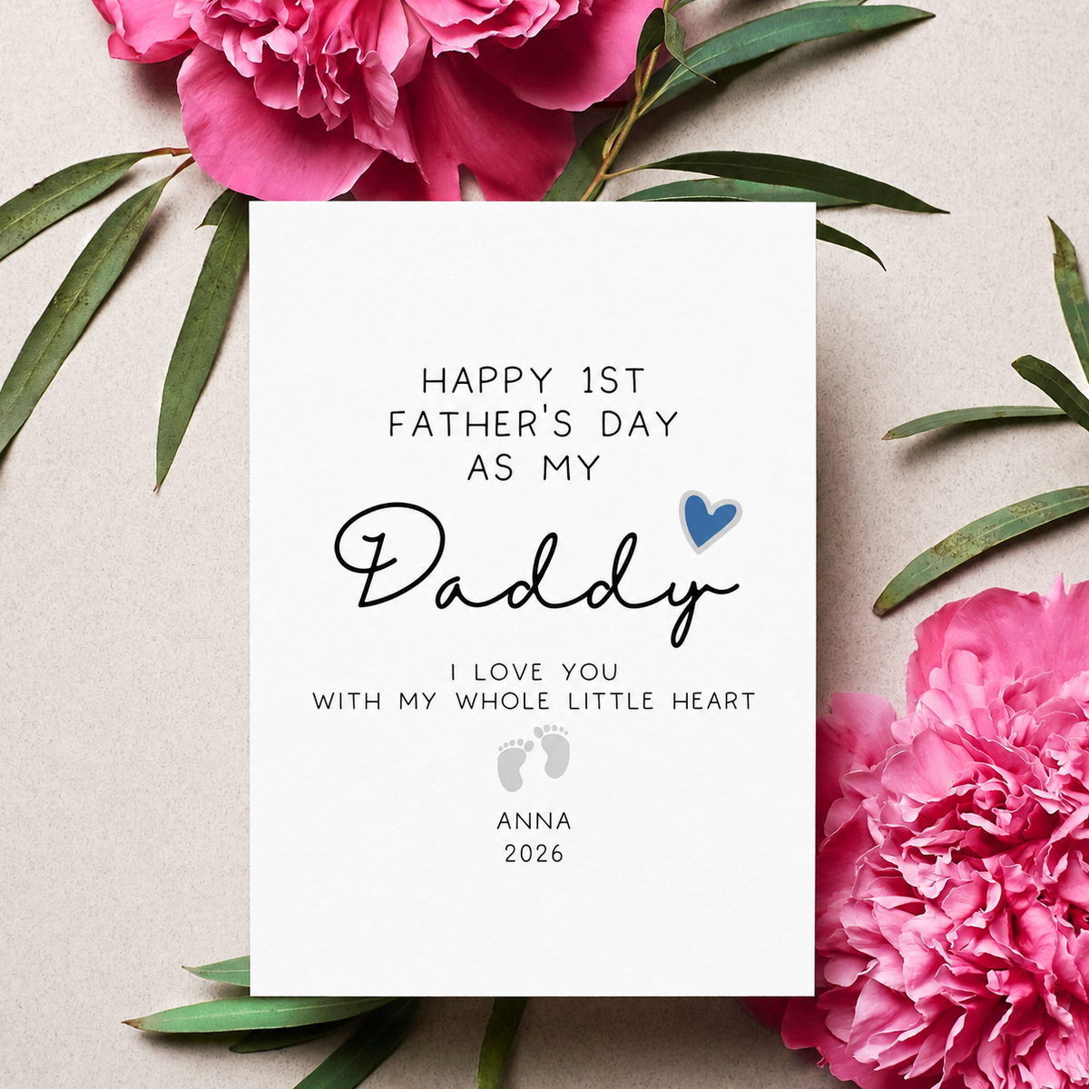 Personalized Happy 1st Fathers Day Daddy Card, Custom 1st Fathers Day From Baby Gift, Happy First Father's Day Daddy PostCard
