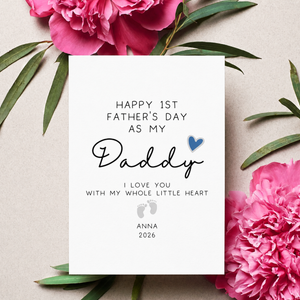 Personalized Happy 1st Fathers Day Daddy Card, Custom 1st Fathers Day From Baby Gift, Happy First Father's Day Daddy PostCard