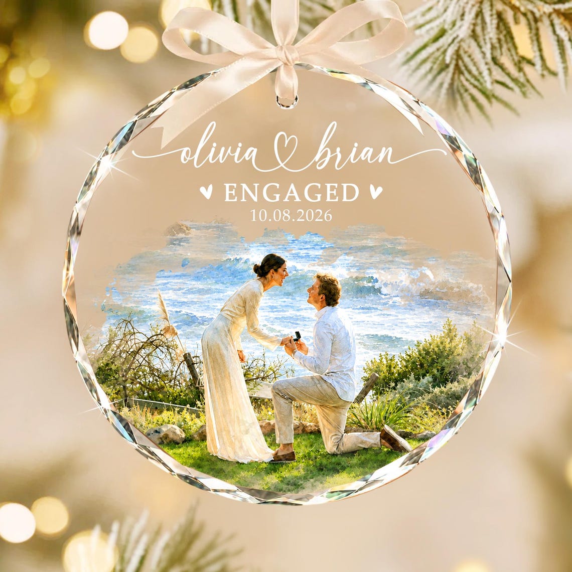 Custom Engagement Photo Ornament, Personalized Watercolor Couple Portrait Ornament, First Christmas Engaged Keepsake, Newlywed Gift 14177c36-efa8-49db-855e-9f209d7d32d7-1.jpg