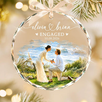 Custom Engagement Photo Ornament, Personalized Watercolor Couple Portrait Ornament, First Christmas Engaged Keepsake, Newlywed Gift 14177c36-efa8-49db-855e-9f209d7d32d7-1.jpg